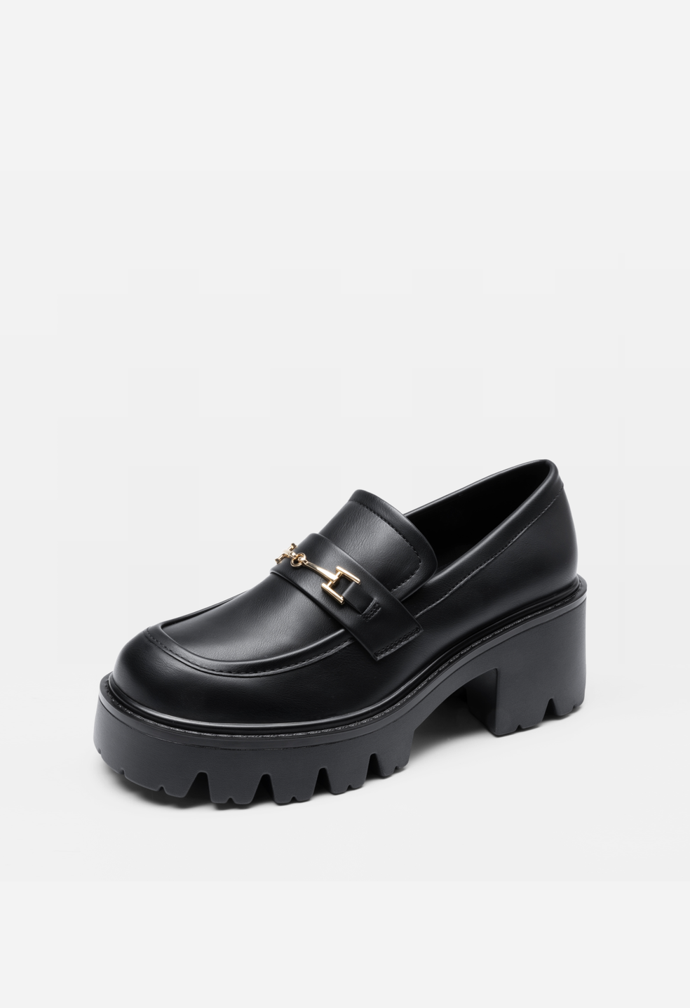 Mocasines de tacón grueso estilo preppy Y2K de mujer
