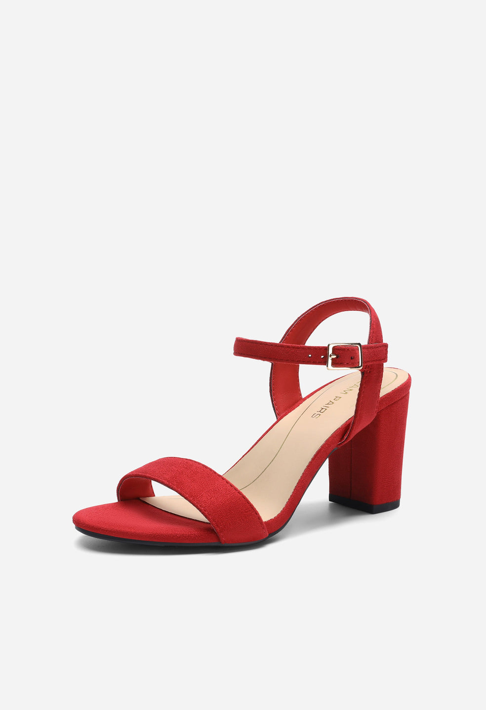 Sandalias de piel de tacón ancho de mujer