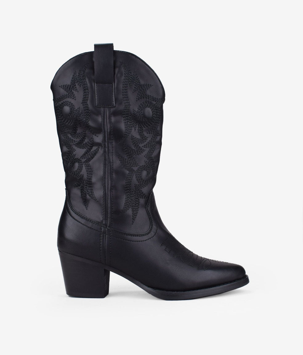 Botas cowboy negras con bordado