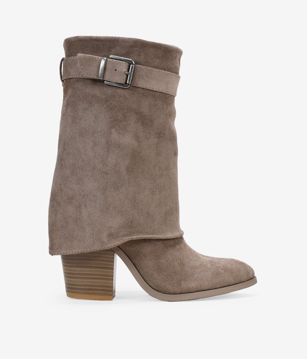 Botas de tacón taupe con polaina