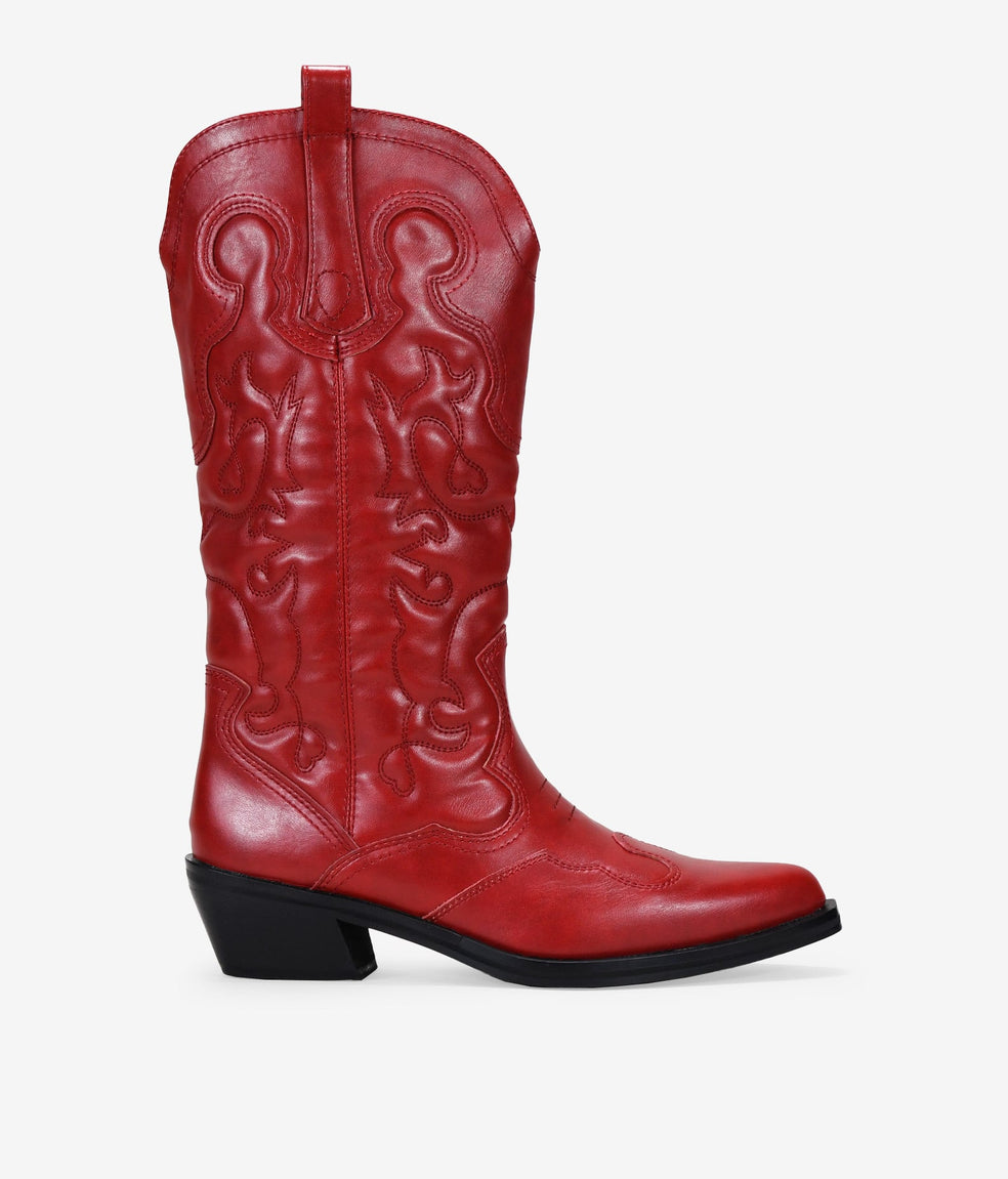 Botas cowboy rojas con bordado