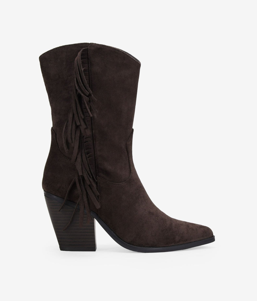 Botas de tacón marrones con flecos