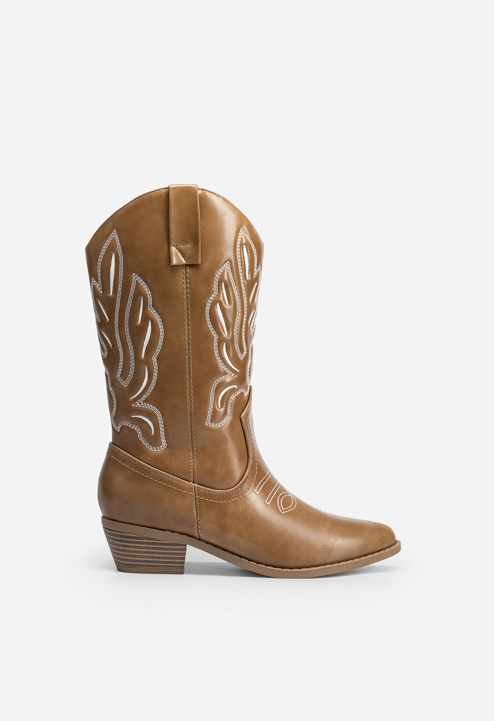 Botas western bordadas de media caña y punta afilada de mujer