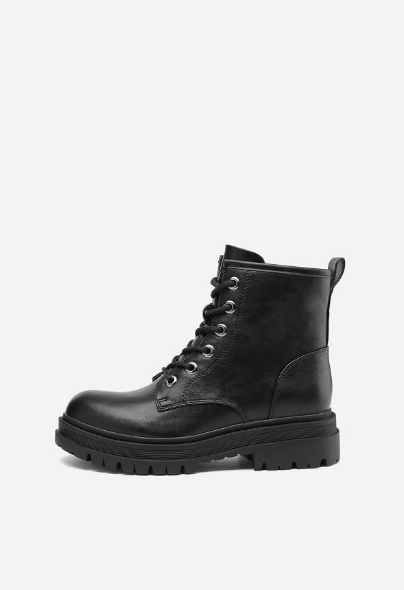Botines militares planos con cordones
