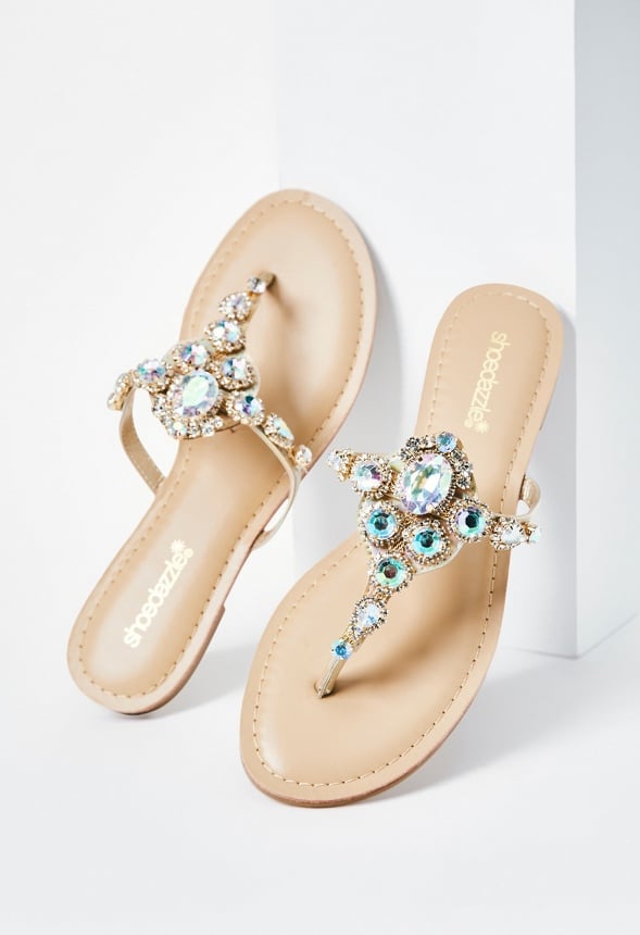 Sandalias planas con joyas Delisa