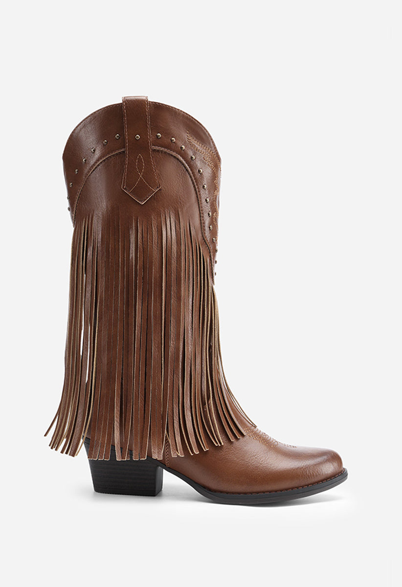 Botas western de media caña con flecos