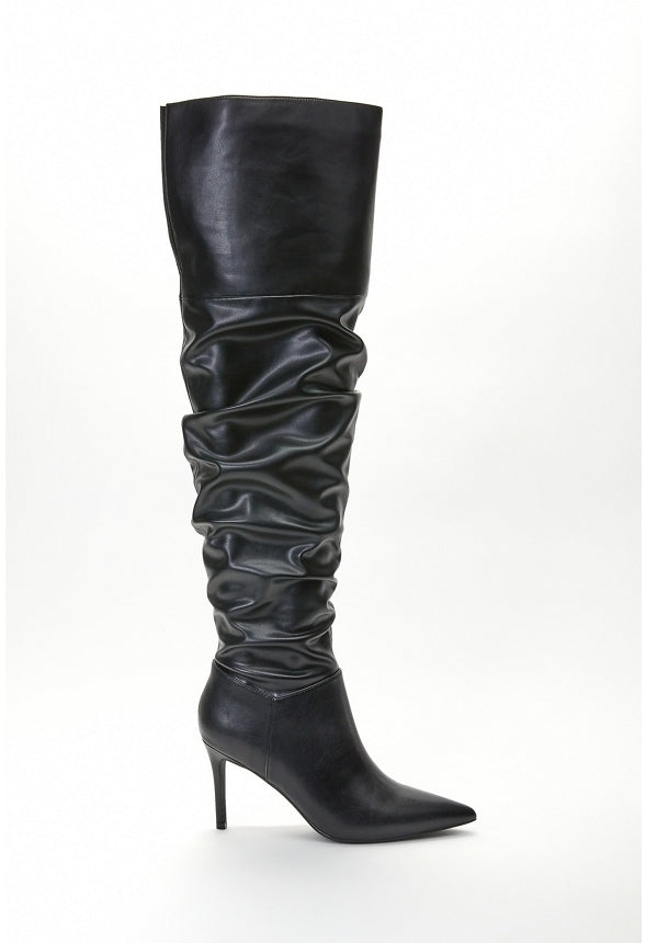 Botas de tacón de aguja arrugadas Shona