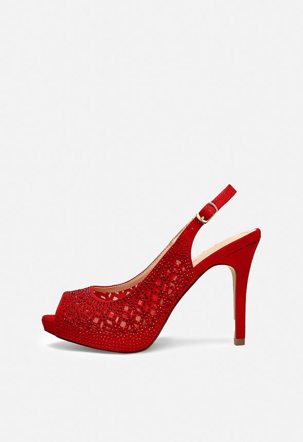 Zapatos de salón peep toe con strass