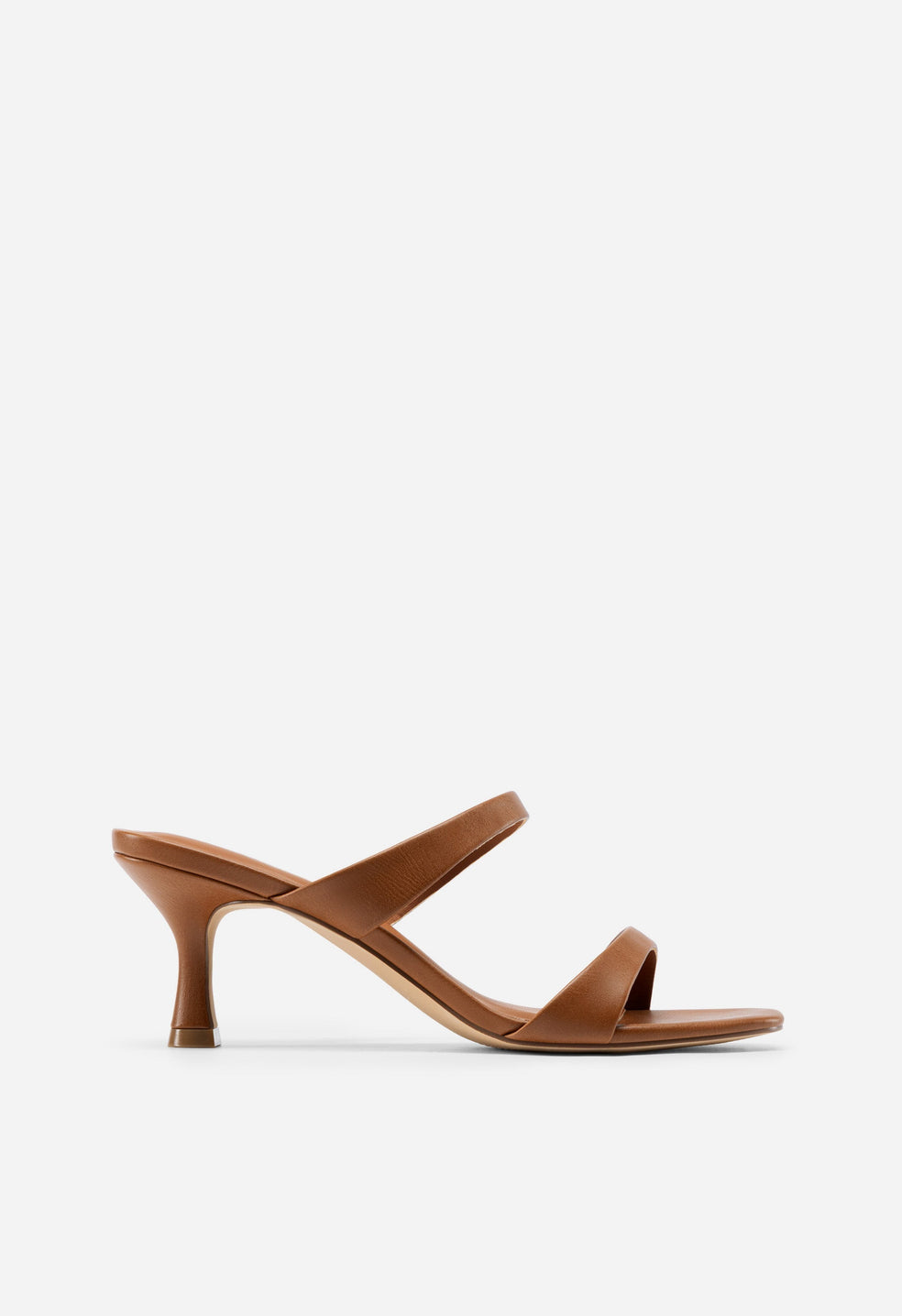 Sandalias de tacón de gatito con puntera cuadrada y doble tira
