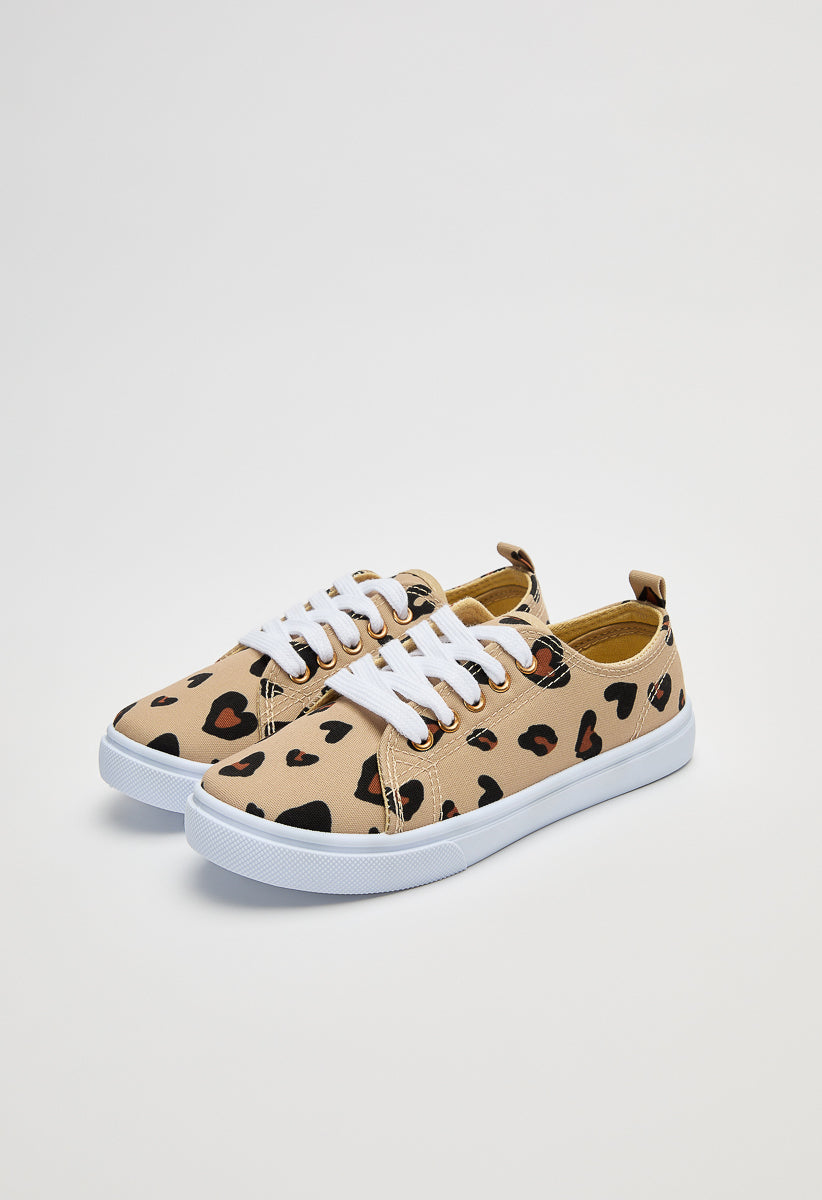 Zapatillas con corazón de leopardo infantil