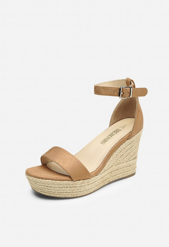 Sandalias de cuña de esparto con plataforma y una tira